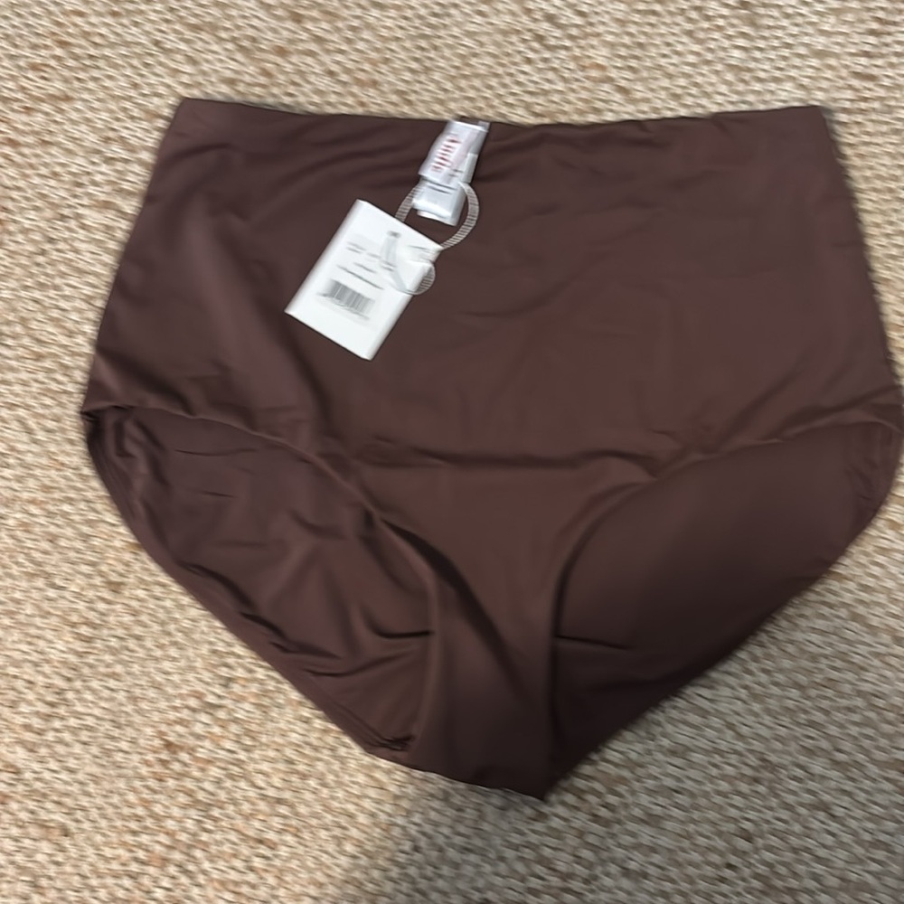 Andie The Super High Waist Bikini Bottom - Eco Nylon - Mink Size LMINK / L